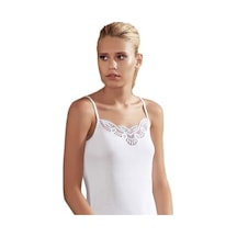 6 Lı Paket Şahinler Bayan Ip Askılı Güpürlü Atlet Beyaz B006