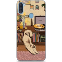 Samsung Galaxy A11 - M11 Uyumlu Nostaljik Köpek Tasarımlı Baskılı Silikon Kılıf Renkli