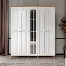Komple Mdf Bohem 5 Kapaklı Aynalı Gardırop - Elbise Dolabı