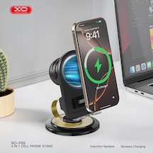 F69 4'ü 1 Arada Masaüstü Cep Telefonu Standı - Bluetooth Hoparlör Ve Kablosuz Şarj Bir Arada