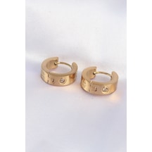 Ezoconcept 316l Çelik Gold Renk Zirkon Taşlı Minimal Model Halka Küpe Çok Renkli