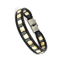 Hematit Ve Akik Taş Detaylı El Işi Tasarım Doğal Taş  Bileklik