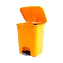 Omnipazar Sy-4255 40 Lt Köşeli Pedallı Plastik Çöp Kovası İç Kovasız Sarı