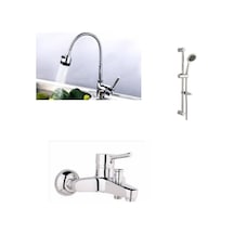 Erce Delta Spiralli Evye ve Banyo Bataryası sürgülü Duş Takımı Krom