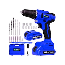 Böhrer Bh5414dm German 58v 5ah Pro Hummer Dark Blue Çift Akülü Yüksek Torq +24 Vidalama Şarjlı Matkap Set