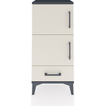 Arges Komodin 4 Raflı Tek Çekmeceli 2 Kapaklı 44x30x96 Antrasit-aytaşı Antrasit
