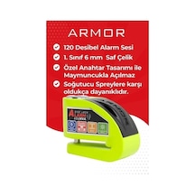 Armor 606mva 6 Mm Renkli Alarmlı Disk Kilidi - Yeşil