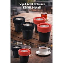 Metalli Kokusuz Küllük Ev Araba Oto Küllük 4 Adet Plastik Siyah Yuvarlak