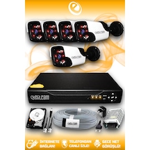 Elitcam 5 Kameralı Panda 5 Dış Kamera Set 1 TB HDD Full HD Gece Görüşlü Güvenlik Kamerası Sistemi