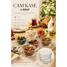 Porsima 13992 Vanes Asya 6'lı 200 Ml Çizgili Cam Çerezlik, Reçellik & Kahvaltılık Kase Yok