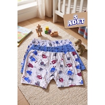 Andredimoda Erkek Çocuk Boxer Pamuklu Desenli Boxer 3'lü Paket Lacivert Lacivert