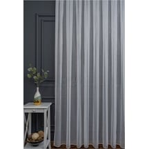 Mini Kare Silver Gold Tasarım Sırma Çizgili Tül 3kat Pileli Tül Perde Beyaz