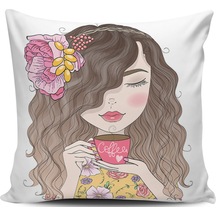 Kırlent Dünyası Fashion Girl Dijital Baskılı Kırlent Kılıfı (367533027)