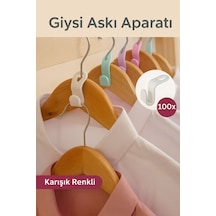100 Adet Karışık Renk Elbise Askısı Bağlantı Kancası Yer Tasarrufu Sağlayan Askı Plastik Çok Renkl Diğer