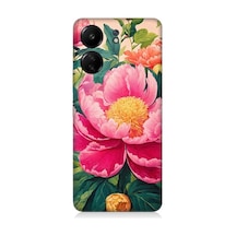 Xiaomi Redmi 13c Uyumlu Pembe Çiçekler Desenli Silikon Kılıf