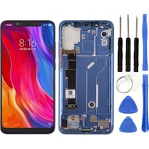 Xiaomi Mi 8 Uyumlu Çıtalı Servis Lcd Ekran Dokunmatik Mavi + Tamir Seti