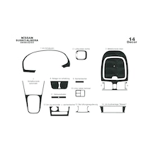 Nissan Sunny Almera Torpido Kaplama 2000-2003 14 Parça Karbon