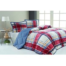 Comforter Tek Kişilik Yorgan Seti Boris Kırmızı Mavi 160x220