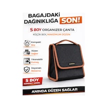 Oto Bagaj Organizer Bagaj Çantası S Boy Kaymaz Cırt Bantlı Velur Kompakt - Siyah Kahverengi
