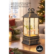 1 Adet Kar Küresi Işıklı Dekoratif Snow Globe Pille Çalışan 23 X 9 Cm Masaüstü Süs Hediyelik