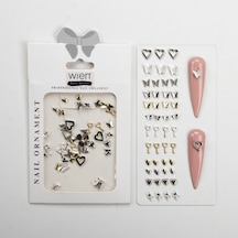 48li Kalp Dizayn Metal Tırnak Süsleme Charm Nail Art Charm Taşları Wn-521
