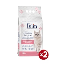 Felin Bebek Pudrası Kokulu Topaklaşan Bentonit Kedi Kumu 2 x 5 L