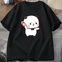 Startmore Sevimli Bubu Atma Flip-flop T Shirt Erkek Kadın Komik Karikatür Dudu T-shirt Pamuk Yaz Baskı Siyah