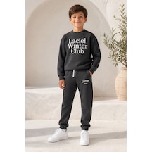 Eray Alp Kids Unisex Çocuk Baskılı Eşofman Takımı Günlük Rahat Kombin Siyah