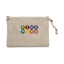 Ping Pong Text Colored Krem Clutch Astarlı Cüzdan / El Çantası Krem
