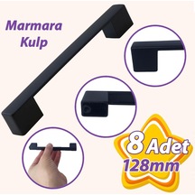 8 Adet Marmara Kulp 128 Mm Siyah Mutfak Kulpu Çekmece Dolap Kapak Kulbu Metal Mobilya Dolabı Kulpları