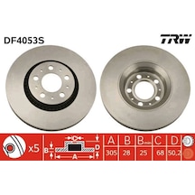 Ön Fren Aynası Volvo S60 00-10 S80 98-06 V70 97-07 Xc70 00-07 305x25x5dlx Büyük Tip Delikli -98