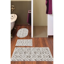 Dekoreko Kaymaz Taban Djt 3 Lü Banyo Paspas Takımı Trend Karışık Iskandinav F5124 Kahve
