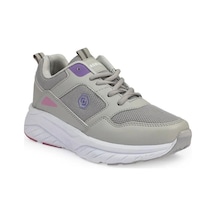 Queen Step 2105-26 Cilt Deri Anatomik Kadın Sneaker Gri Mor Beyaz Gri