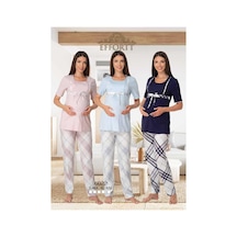 Effortt Pinnak Mavi Lohusa Pijama Takımı Mavi