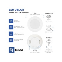 Tr Redeem Plus C12w Downlight, Titreşimsiz, Göz Konforu, 864 Lümen, Ilık Beyaz, 3000 Kelvin Diğer