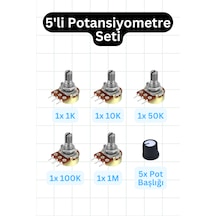 5'li Potansiyometre Seti + Pot Başlığı 1k 10k 50k 100k 1m