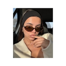 Lüks Slim Oval Leopar Desenli Uv400 Korumalı Ultra Hafif Kadın Güneş Gözlüğü Kahverengi