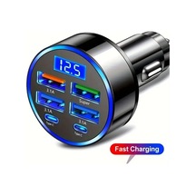 6 Portlu Hızlı Araç Şarj Cihazı 4 Usb + 2 Type-c Çıkışlı Dijital Göstergeli Oto Şarjı Arbltgscsj24hv6bfg9