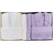 Özdilek Rubby Aile Bornoz Seti Krem Mürdüm