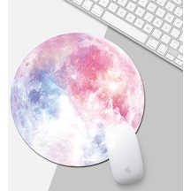 Gökkuşağı Renkli Ay Desenli Dairesel Mouse Pad