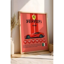 Ferrari 812 Kırmızı V12 Premium Spor Araba Tablosu - Teknik Özellikli İtalyan Otomobil Duvar Dekoru Kayın