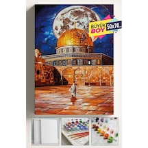 Sayılarla Boyama Seti Numaralı Tuval Fırça Boya Dahil Kasnaklı Set 50x70 Cm - Mescidi Aksa Dolunay