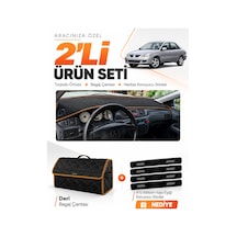 Mıtsubıshı Lancer 2003-2006 Uyumlu Torpido Örtüsü + Deri Çanta + Sticker - Siyah Kahverengi