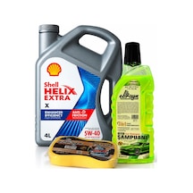 Shell Helix Extra X Motor Yağı 5w-40 4 Litre + Oto Şampuan 1000 ML + Yıkama Süngeri