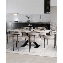 Avvio Wella Lak Panel 80x130 Açılır Yemek Masası Mutfak Masası 6 Kişilik Masa Sandalye Takımı Düz Beyaz Modelavvio231