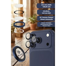 % 99.99 Gerçek Safir Titanyum Kasa Apple Uyumlu iPhone 17 Pro / 17 Pro Max Kamera Lens Koruyucu, Ar - Mavi