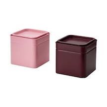 Gıda Saklama Kutusu Çay Kahve Şeker Kutusu 10x10x10 2 Adet Bordo-pembe Bordo Pembe