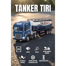 Ayrılabilir Dorseli Diecast Metal Tanker Tırı 1:24 Ölçek - Işıklı Sesli Kafalı Oyuncak Çek Bırak Model Araba