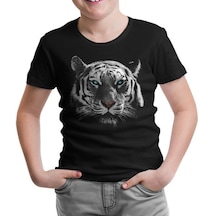 Hayvan - Kaplan Piksel Siyah Çocuk Tshirt