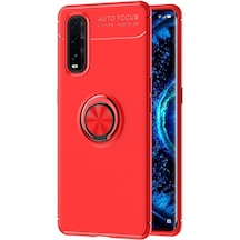 Newface Oppo Find X2 Kılıf Range Yüzüklü Silikon - Kırmızı Kırmızı